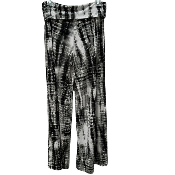 Chatoyant Wide Leg High Waist Black Tie Dye Beach Palazzo Pants Size Large - Picture 1 of 7
